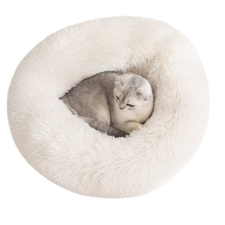 Culcus Rotund De Plus Pentru Animale De Companie, alb, 40x40cm