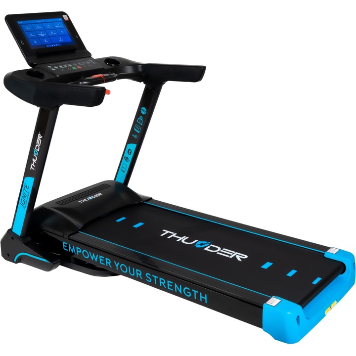 Elektromos futópad, Thunder, IGNITE-S-TFT-BLACK, Maximális sebesség 22 km/h, maximális támogatottság 220 kg, Fekete