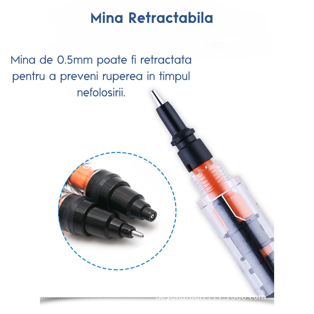 Creion Mecanic cu Mina 0.5mm, tehnologie Japoneza Kuru Tuga, Negru