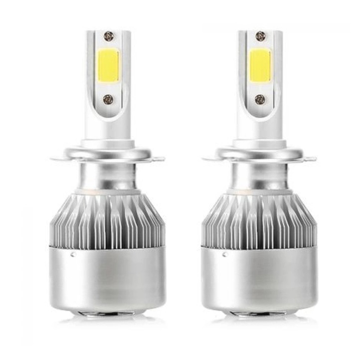 Set 2 becuri LED Auto, C6, H1, 36w, 3800 Lm, 6500K, 12-24 v, COB
