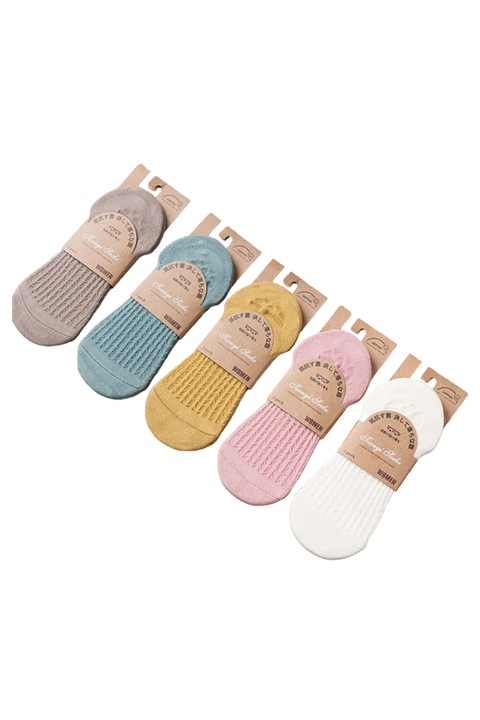 Sosete dama, set 5 perechi, model comod, delicat si colorat, tematica stay cozy, non – slip, marime 38 – 42, mixt, EFAYN