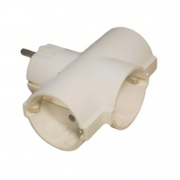 Adaptor triplu stecher butoias, 3 prize, contact cupru, plastic ignifug, IP20