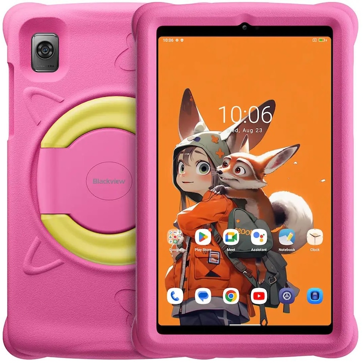 Таблет, Blackview Tab 60 Kids, 8.68inch WXGA 800*1340, T606 Octa-core 1.6GHz, Front 5MP; Rear 8MP camera, memory 4GB/128GB, 6050mAh battery, Android 13, Support Dual SIM card, 802.11 a/b/g/n/ac(2.4/5GHz), Pink