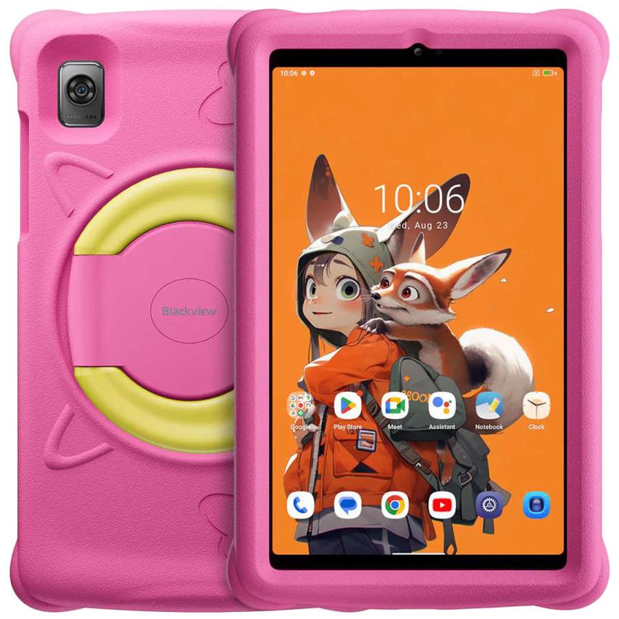 Tableta Blackview Tab 60 Kids, Procesor Unisoc T606 Octa-Core 1.6GHz, Ecran WXGA+ 8.68", 4GB RAM, 128GB Flash 8MP, Wi-Fi, Bluetooth, 4G, Dual SIM, Android, Roz