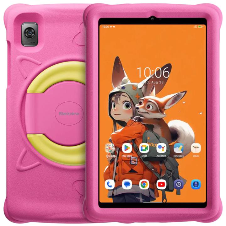 Tableta Blackview Tab 60 Kids, Procesor Unisoc T606 Octa-Core 1.6GHz, Ecran WXGA+ 8.68", 4GB RAM, 128GB Flash 8MP, Wi-Fi, Bluetooth, 4G, Dual SIM, Android, Roz