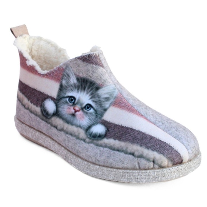 Relax Relax W23-225 női bebújós házicipő - mamusz cicás mintával 07169