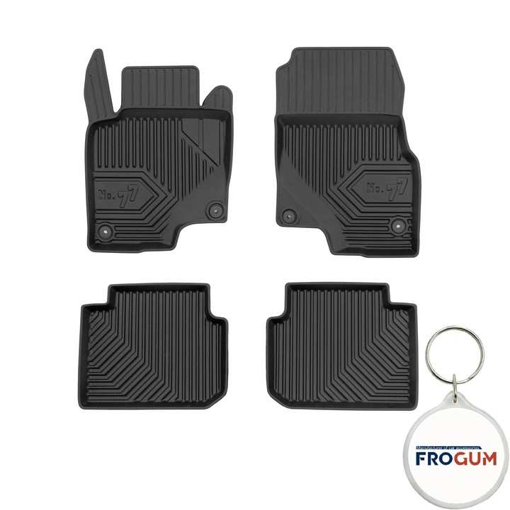 Set 4 covorase auto din cauciuc tip tavita Premium 3D pentru Smart Forfour I, an fabricatie 2004 - 2006 si breloc Frogum