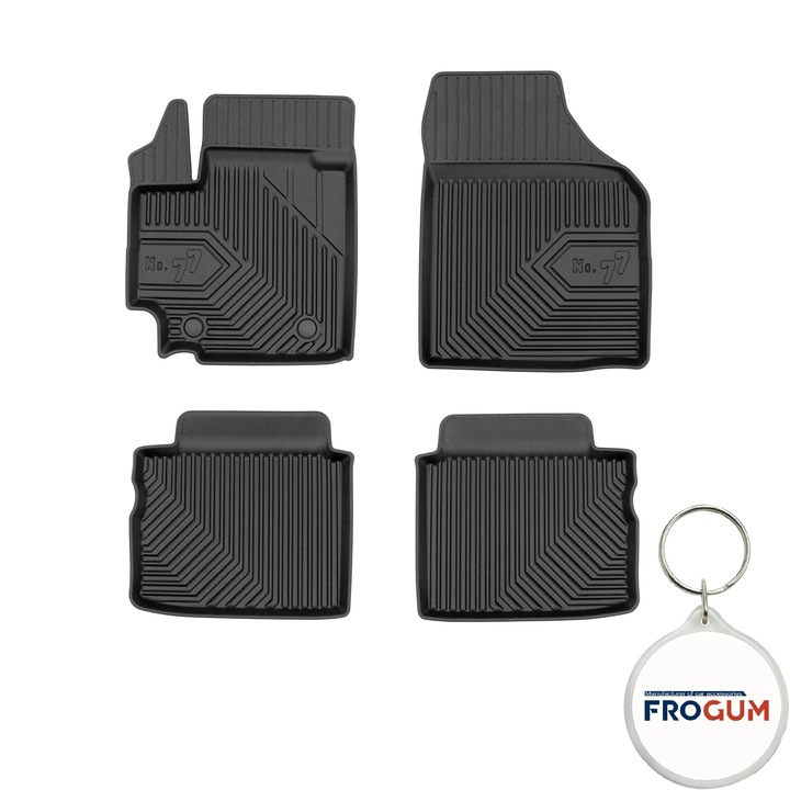 Set 4 covorase auto din cauciuc tip tavita Premium 3D pentru Suzuki Celerio, an fabricatie 11.2014 - prezent si breloc Frogum