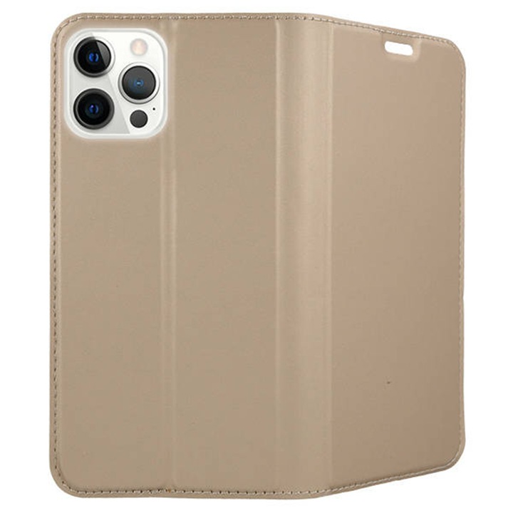 Husa compatibila cu Apple iPhone 13 Pro Max, COMANDO Flip Magnet, Piele ecologica, Tip carte portofel, Protectie completa, Aderenta sigura, Negru