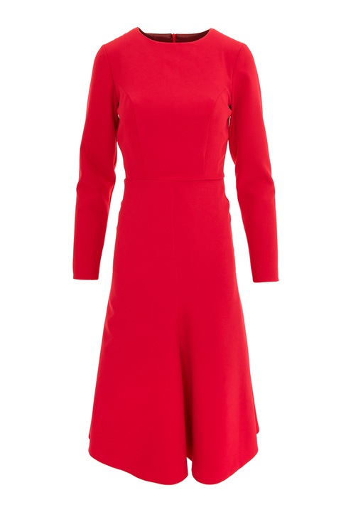 ACOB À PORTER, Rochie cu croiala pe bie si maneci lungi, Rosu, S