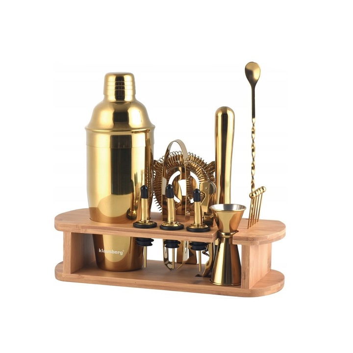 Коктейлен шейкър за бармани Klausberg, 16 части, Златист