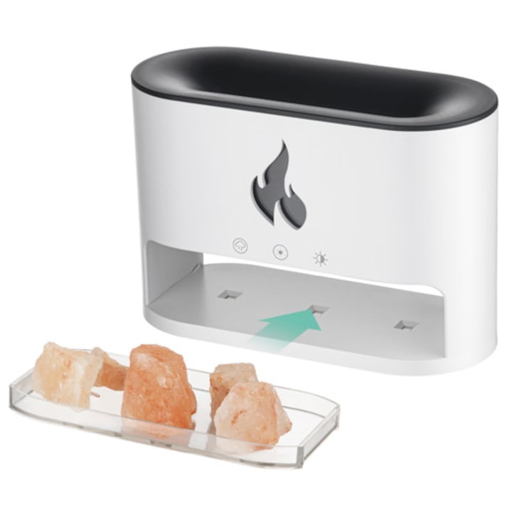 Umidificator cu aromaterapie, NP16366, alb/auriu, 250ml, 8x8x14cm