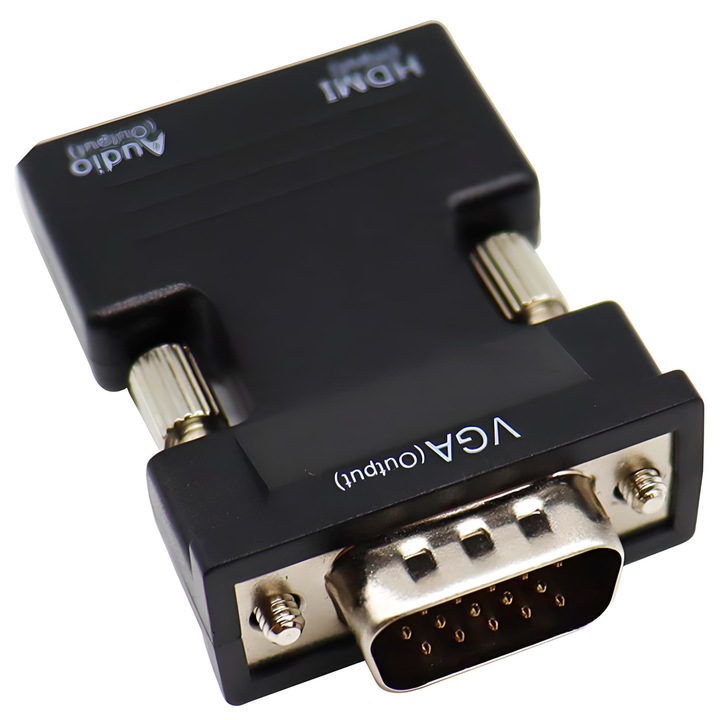 Adaptor HDMI mama la VGA tata, Convertor audio, Pana la 1080P, Negru