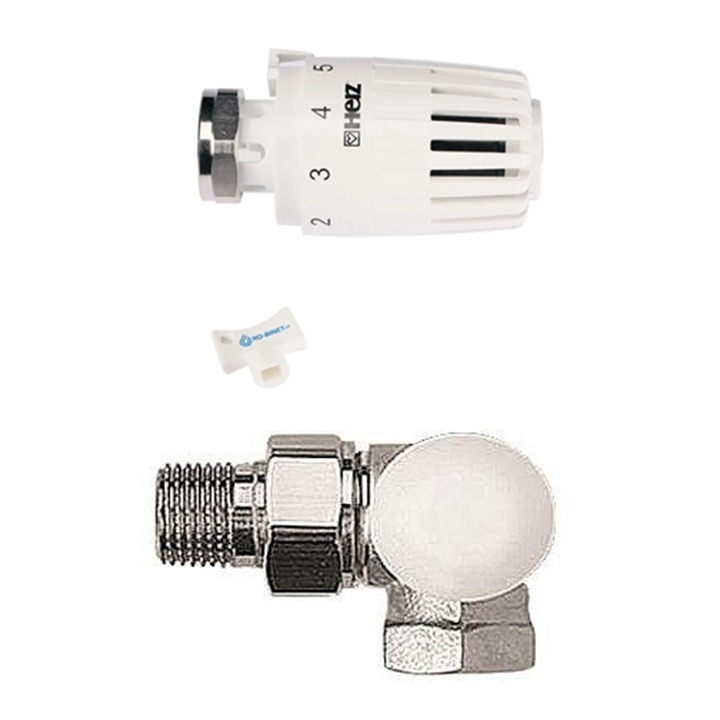 Set termostatic Herz, alcatuit din robinet cu ventil termostatic in 3 axe (CD), FI, M 28 x 1, 5, 1/2'' si cap termostatic Projekt, 17759911726016