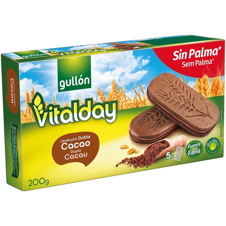 Biscuiti cu crema de cacao, Gullon Votalday, 200g
