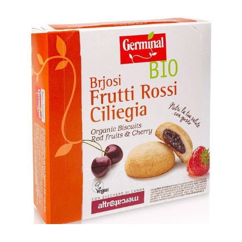 Biscuiti BIO cu crema de fructe rosii si cirese, Germinal, 200g ( 6x33.3g)