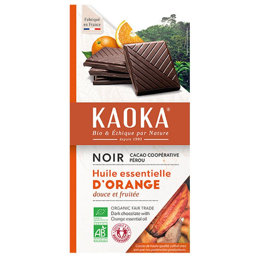 Ciocolata neagra BIO cu 58% cacao si ulei esential de portocale, 100g