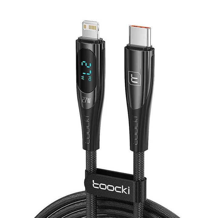 Toocki USB-C-Lightning кабел, 1 m, PD 27 W (черен)