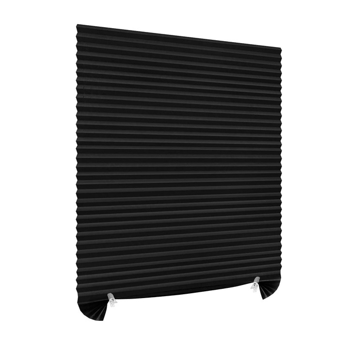 Jaluzea Plisata pentru Fereastra cu Sistem de Prindere Autoadeziv Inclus, din PVC Premium, 150 x 60 cm, Negru, ORIGINAL DEALS®