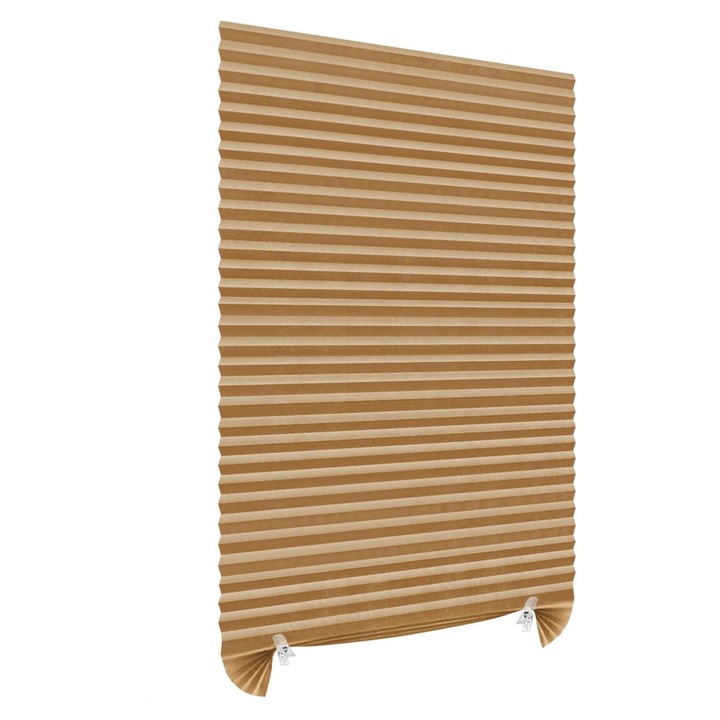 Jaluzea Plisata pentru Fereastra cu Sistem de Prindere Autoadeziv Inclus, din PVC Premium, 150 x 60 cm, Cappuccino Crem, ORIGINAL DEALS®