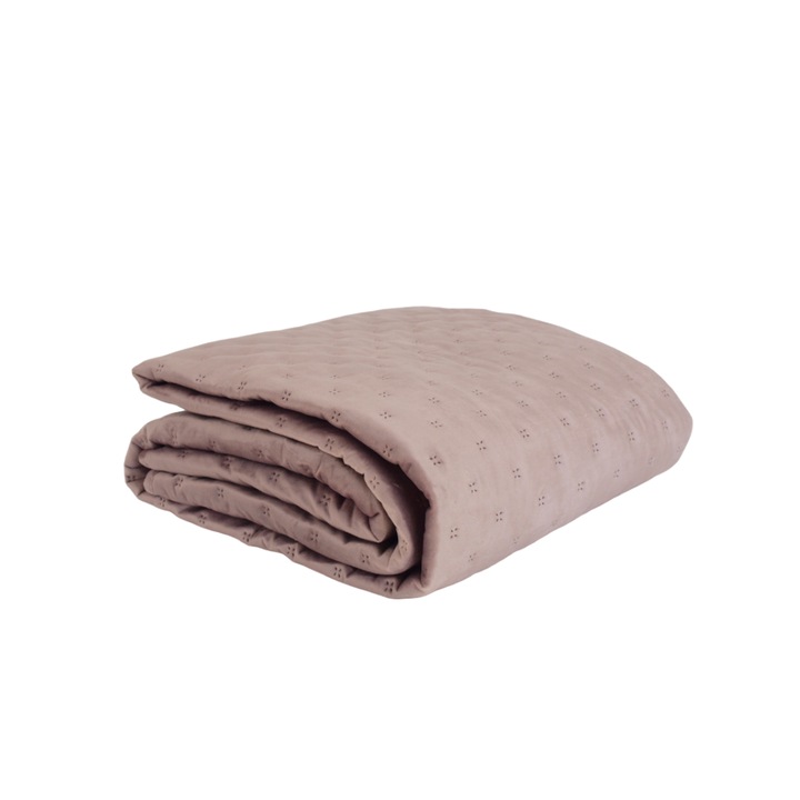 Cuvertura din catifea cu 2 fete, Dalary, model de lux, 240x260 cm, rose