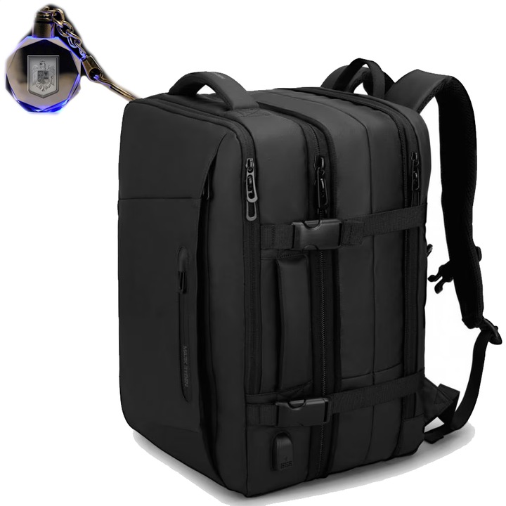 Rucsac Mark Ryden + breloc LED, capacitate extensibila de 26-38L, rezistent la apa, pelerina de ploaie inclusa, bagaj carry-on pentru voiaj, laptop 17.3 inch