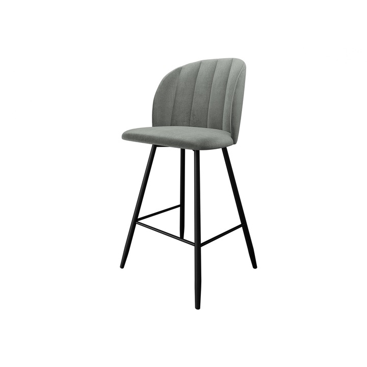 Scaun de bar Kaziro, MIRJAN24, negru + gri, 56x52x107 cm