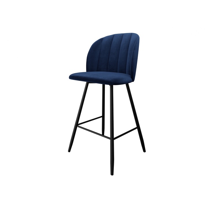 Scaun de bar Kaziro, MIRJAN24, negru + bleumarin, 56x52x107 cm