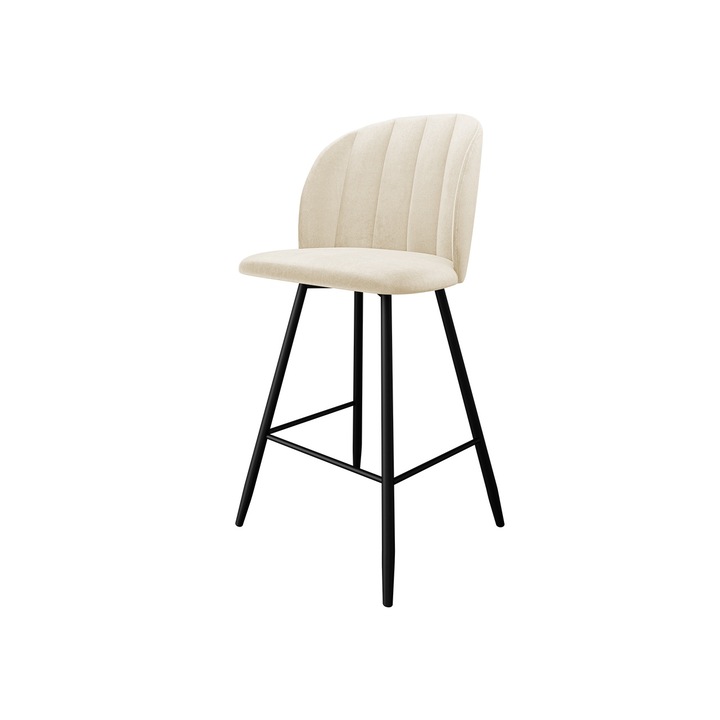 Scaun de bar Kaziro, MIRJAN24, negru + bej, 56x52x107 cm