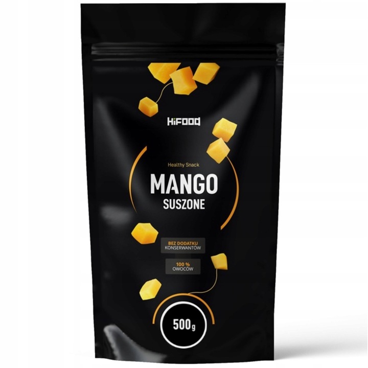 Fructe Uscate, HiFOOD, Mango Uscat Organic, 500 g, Continut Ridicat De Fibre, Indice Glicemic Scazut, Fructe Liofilizate Pastreaza 95% Din Vitamine, Fara Adaos De Zahar, Fara Adaos De Sulfiti, Bio Organic, 100% Natural, Ambalaj Zip, HF54500