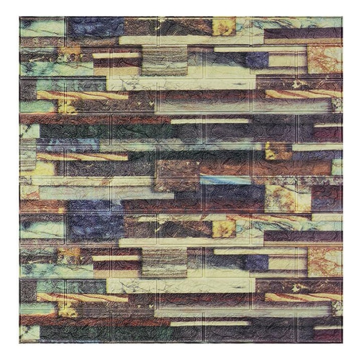 SIKS öntapadó 3D tapéta, domborműves téglamodell, modern kivitelű mozaik, vízálló, könnyen tisztítható, mérete 77 x 70 cm