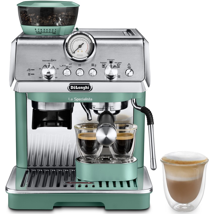 Espressor manual De'Longhi La Specialista Arte EC9155.GR 0132126056, 1,5l, 15 bar, 1300w, verde