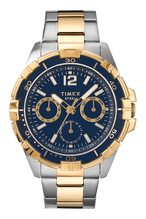 Timex, Мултифункционален часовник Classic, 45 ММ, Сребрист, Златист