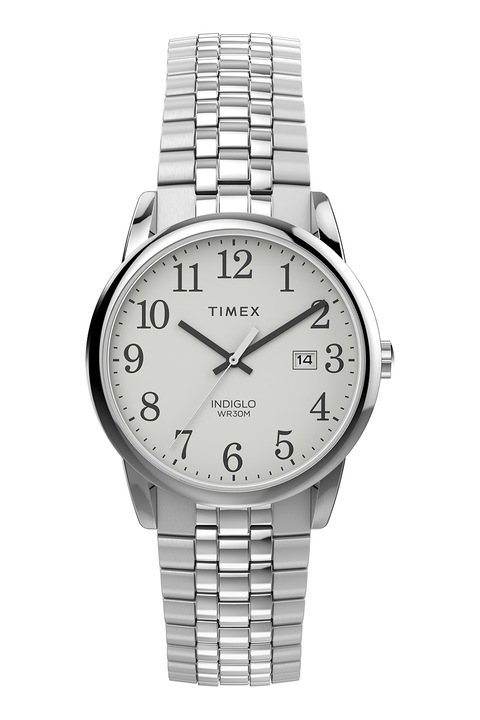 Timex, Овален часовник Easy Reader от неръждаема стомана - 38ММ, Сребрист