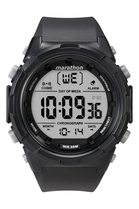 Timex, Дигитален часовник с каишка от смола, 50 мм, Черен, Сив