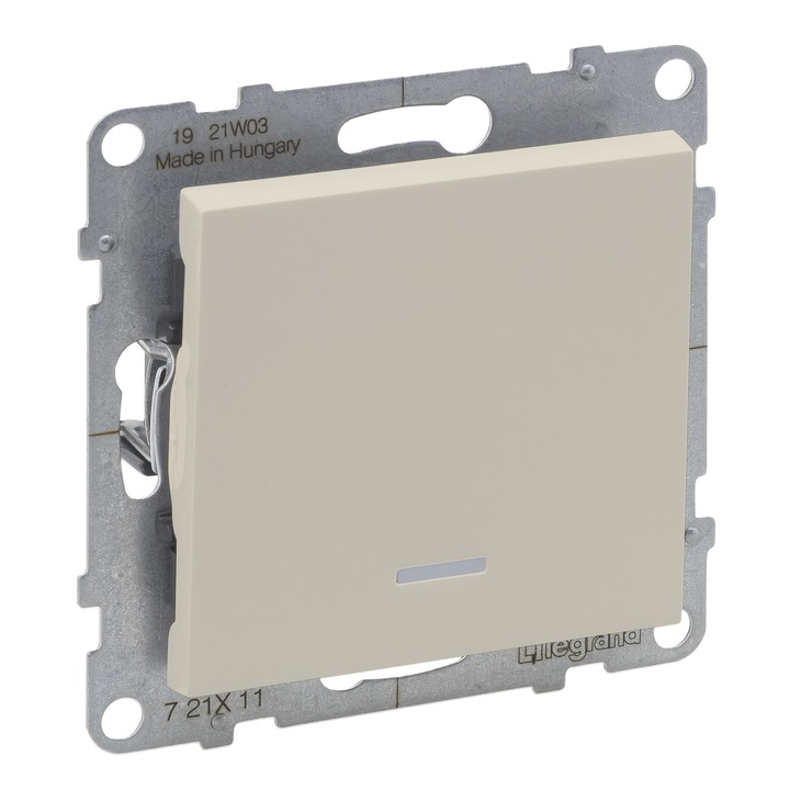 Intrerupator simplu, cu lumina de control/bec martor 10AX, borne automate, ivoar, Legrand New Suno