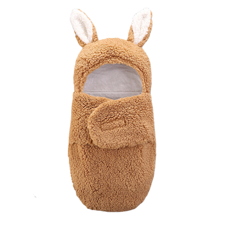 Пухкаво одеяло Neo™ Baby 0-6 месеца топло във формата на зайче за повиване Кафяво