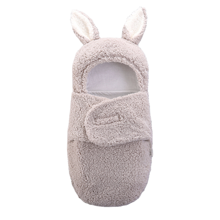 Bolyhos takaró ALC™ Baby 0-6 hónapos, meleg, nyuszi formájú, babák átöltözéséhez, Bézs