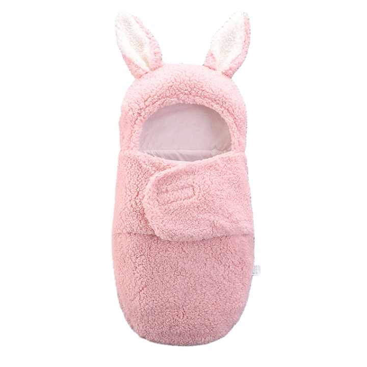 Bolyhos takaró ALC™ Baby 0-6 hónapos, meleg, nyuszi formájú, babák átöltözéséhez, rózsaszín