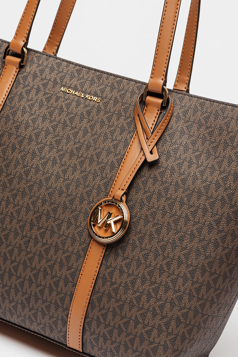 Michael Kors, Temple shopper fazonú táska logómintával, Barna - eMAG.hu