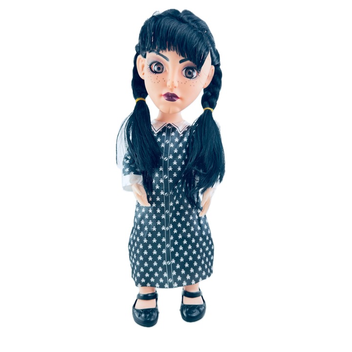 Papusa Wednesday, The ADDAMS Family, maini si picioare flexibile, 34 cm Multicolor