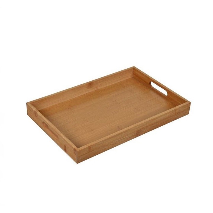 Табла за сервиране, бамбук, с дръжки, 38x25x4 см