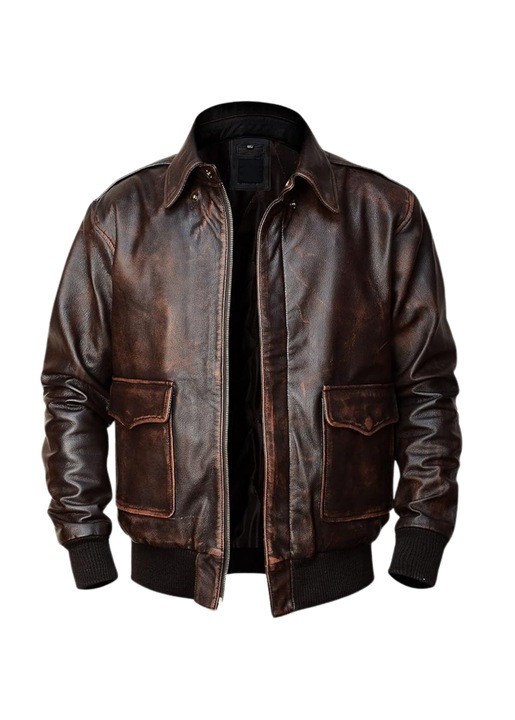 Jacheta pentru barbati, Garments X, Piele naturala, Wears B05 Bomber, Maro, Maro
