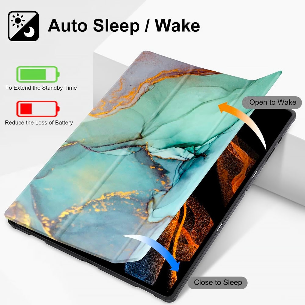 Husa tableta din piele pentru Lenovo Tab M11, Protectie Completa, Marble design, Verde