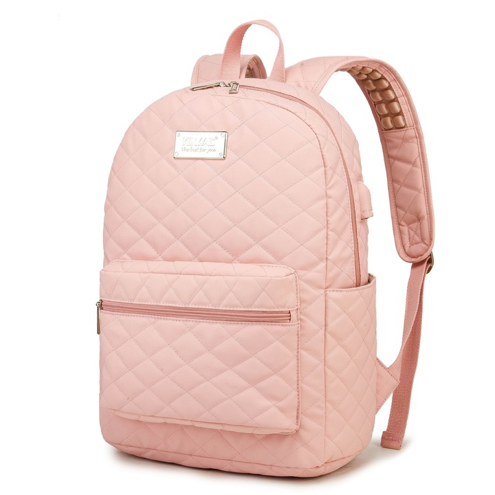 Rucsac Laptop, Kinmac, Pink Embroidery, 15.6 inch