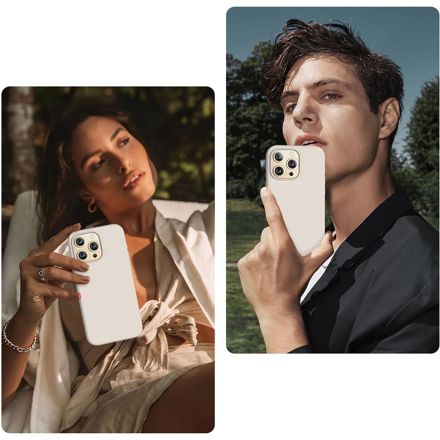 Husa Silicon pentru iPhone 15 Pro Max, Crem, Ultra Slim, Silicon, Calitate Premium, Interior din microfibra
