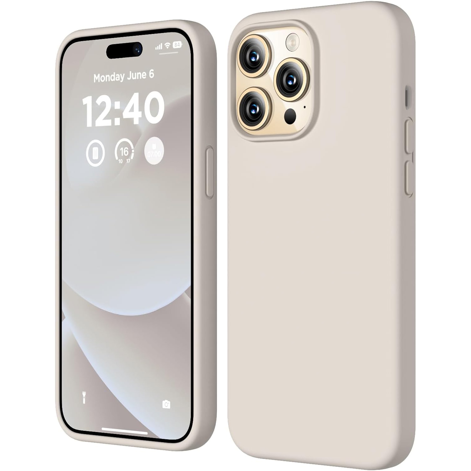 Husa Silicon pentru iPhone 15 Pro Max, Crem, Ultra Slim, Silicon, Calitate Premium, Interior din microfibra