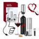Tirbuson electric automat, reincarcabil, Set 4 in 1, aerator si dozator de vin electric, accesoriu taiat sigiliu sticla, dop sticla vin cu pompa vid pentru a scoate aerul, functie inainte-inapoi, One-Touch, cablu USB, smart, INOX, ABS, FilSAB
