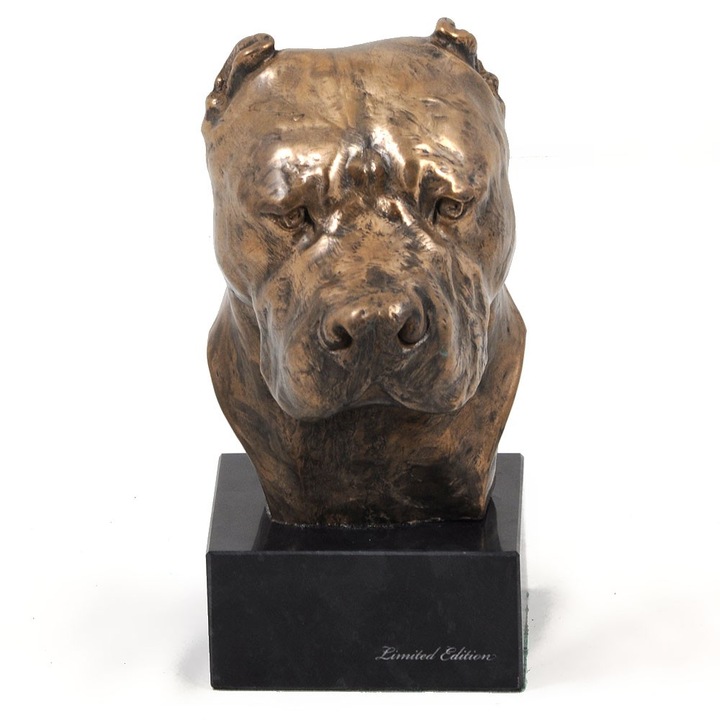 Statueta Caine argentinian, Marmura/Bronz/Rasina, 18.5x10.5x15.5 cm, Negru/Bronz