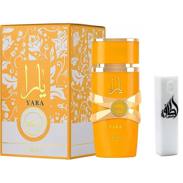 Set Apa de Parfum de Dama, Yara Tous Lattafa, 100 ml cu Kit Reincarcabil Travel 10 ml